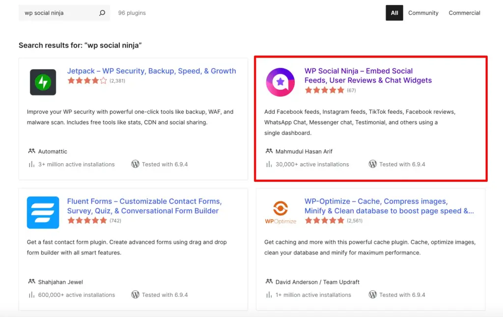 download wp social ninja from wordpress repository