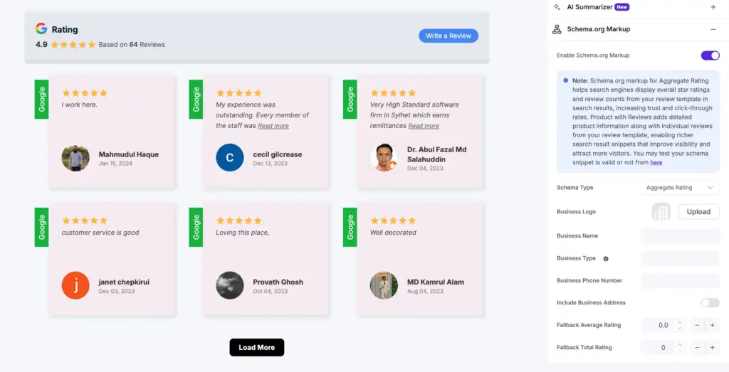 set schema markup for reviews with wp social ninja