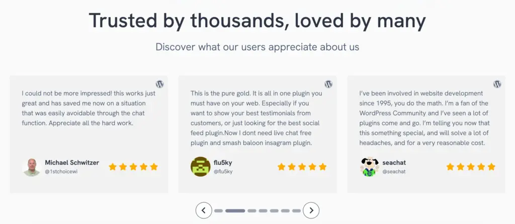 testimonial on wordpress website example