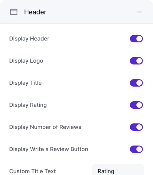 header settings
