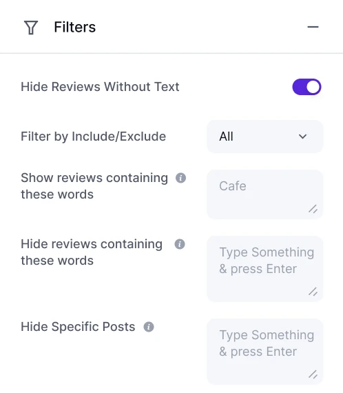 show:hide specific reviews