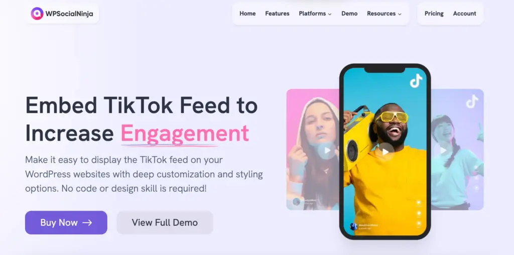 tiktok feed wp social ninja 2026