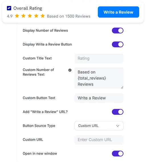 built in write a review button