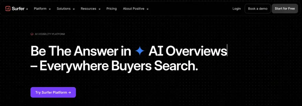 Surfer SEO landing page