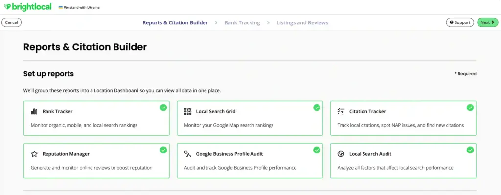 BrightLocal dashboard showing its local SEO features