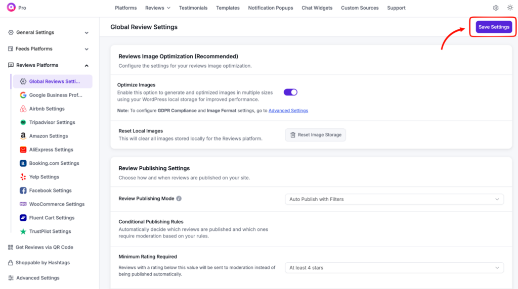 Saving option for auto publish rules inside WP Social Ninja