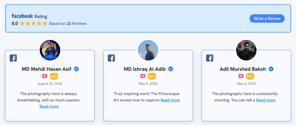 A preview of reviews displayed by WP Social Ninja