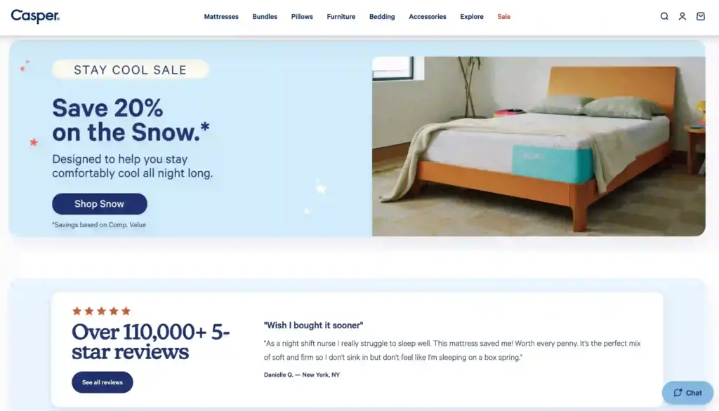 Example of ecommerce social proof on a website