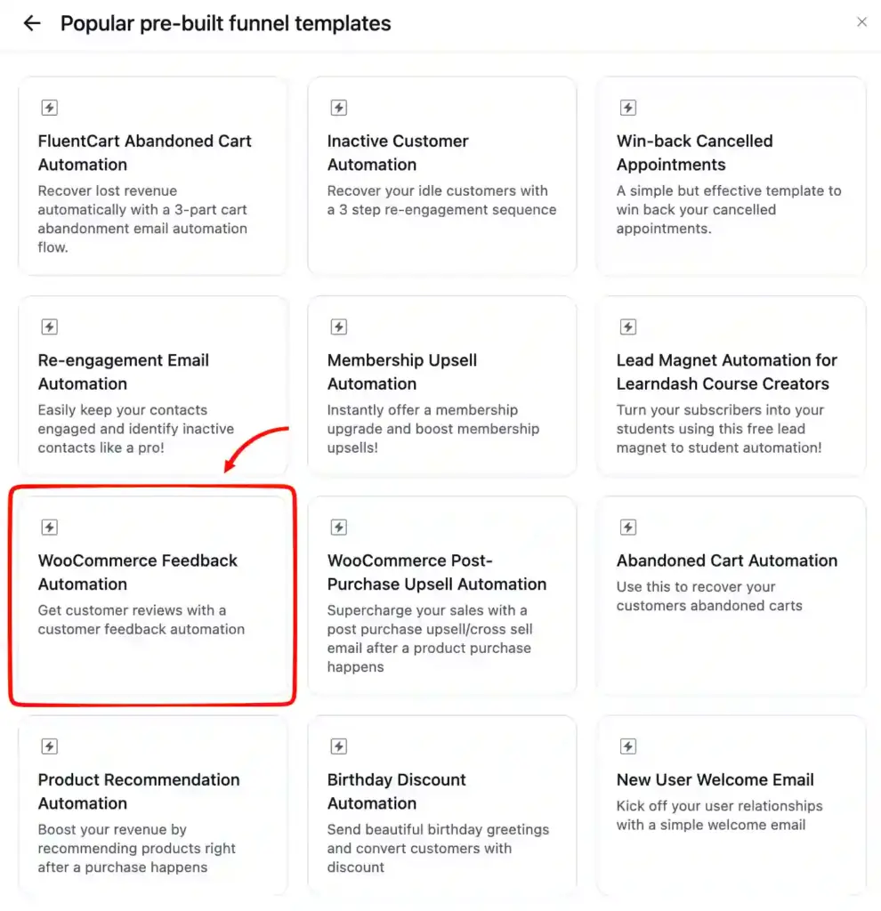 fluentcrm automation funnel template