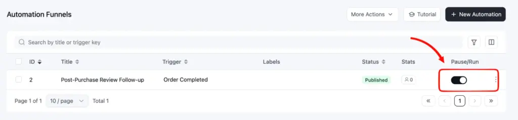fluentcrm automation enabled