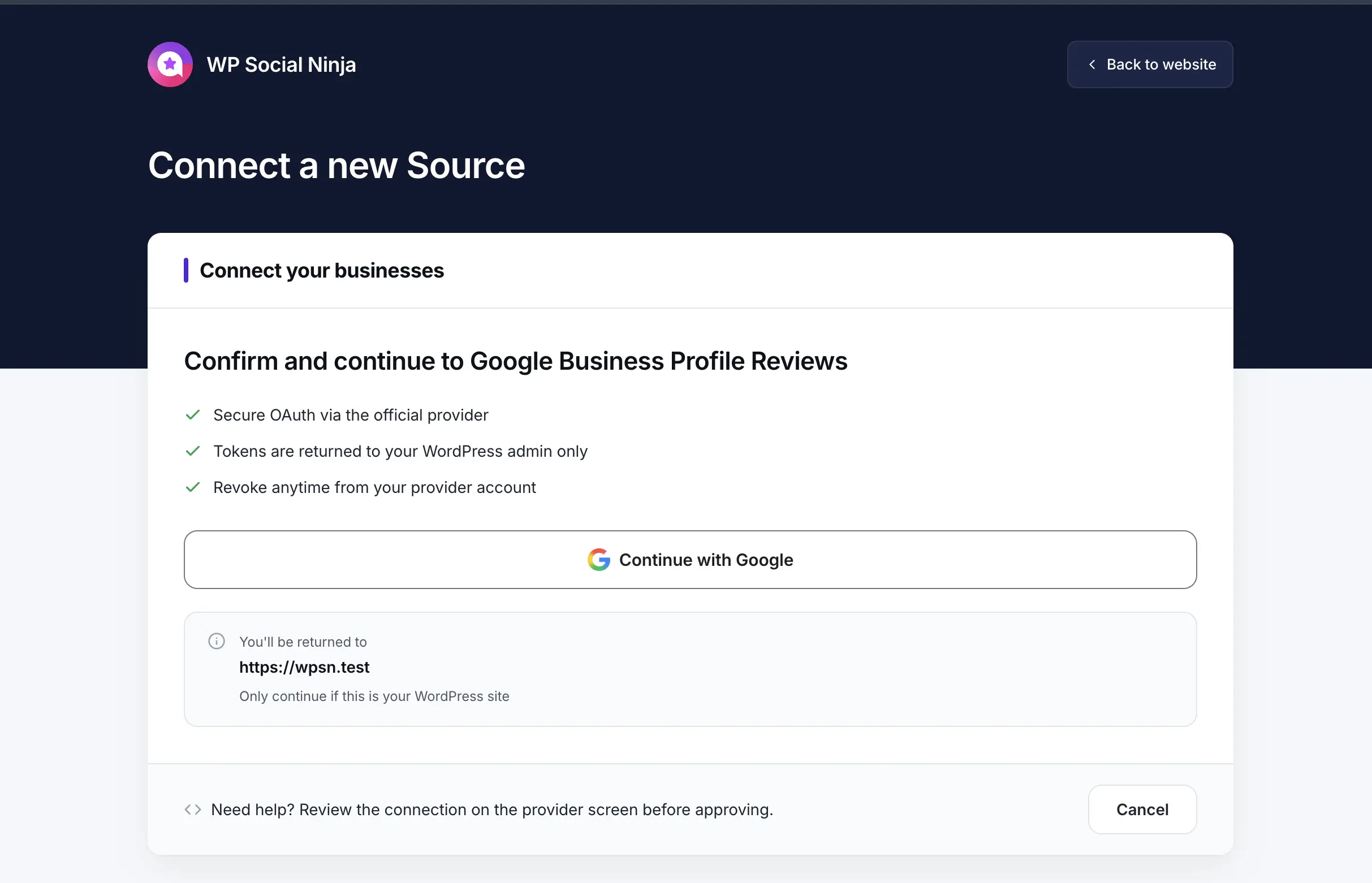 Platform connection screen showing the new unified connect flow for Google, YouTube, Instagram, Facebook, and TikTok
