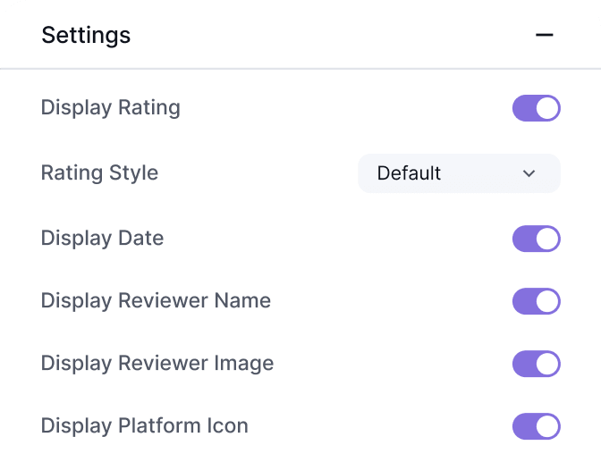 advance settings panel