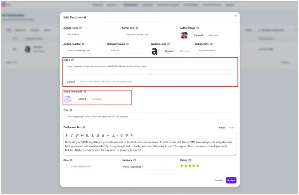 add video testimonials information 2