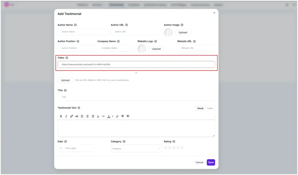 embed youtube video testimonial